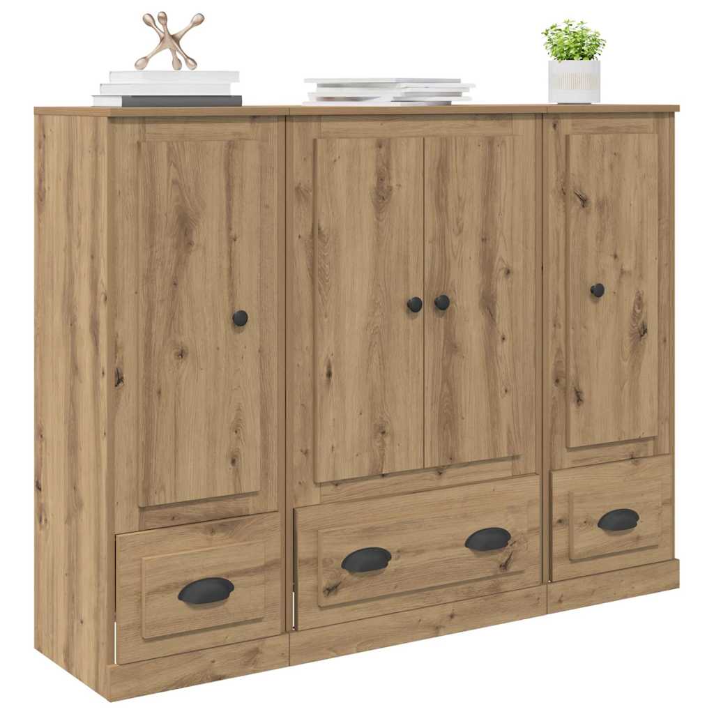 Credenza 3 pcs Rovere artigianale Legno multistrato