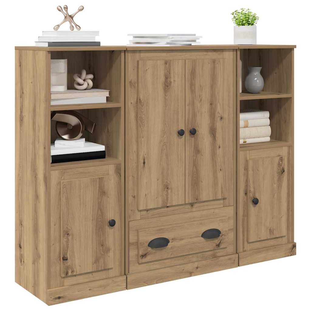 Credenza 3 pcs Rovere artigianale Legno multistrato