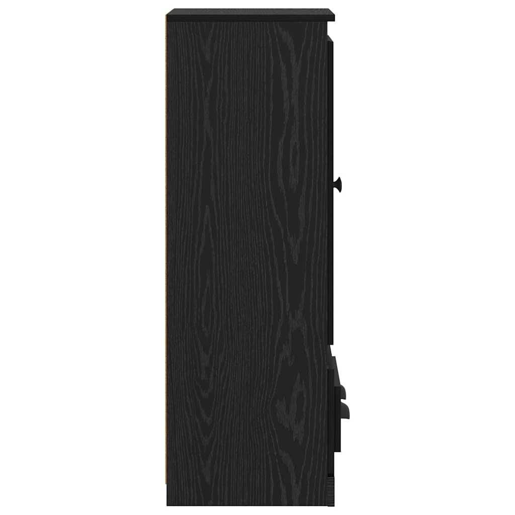 Credenza con cassetto 3 pcs Rovere Nero Legno multistrato