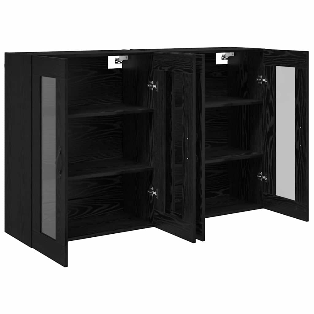Armadi da Parete 2 pcs Rovere Nero 69,5 x 34 x 90 cm