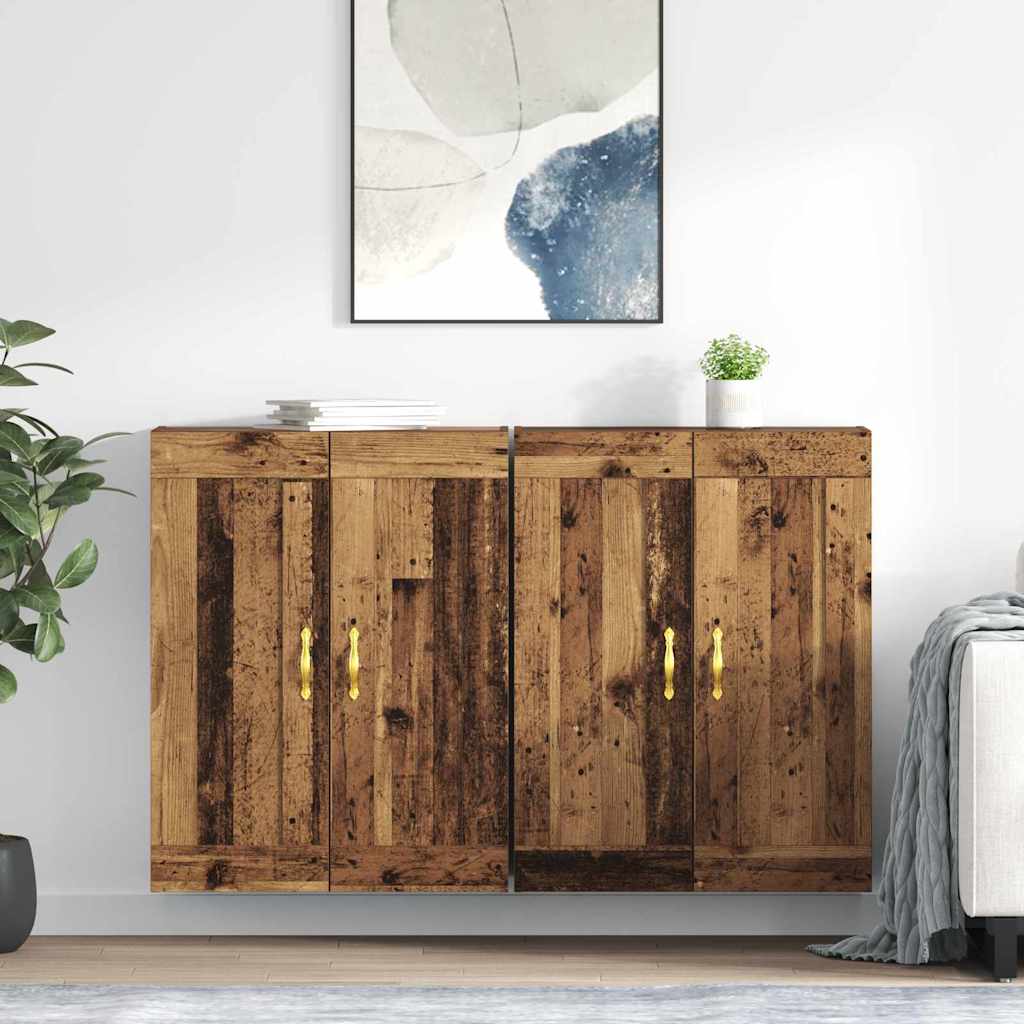Mobile a muro 2 pcs Legno vecchio 69,5 x 34 x 90 cm