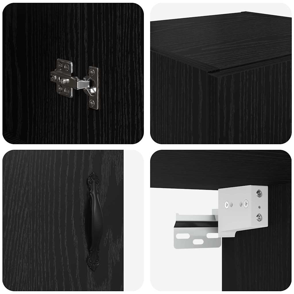 Credenza Rovere Bianco e Nero 69,5 x 34 x 180 cm