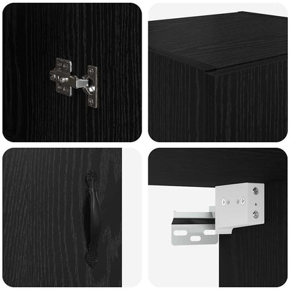 Credenza Rovere Bianco e Nero 69,5 x 34 x 180 cm