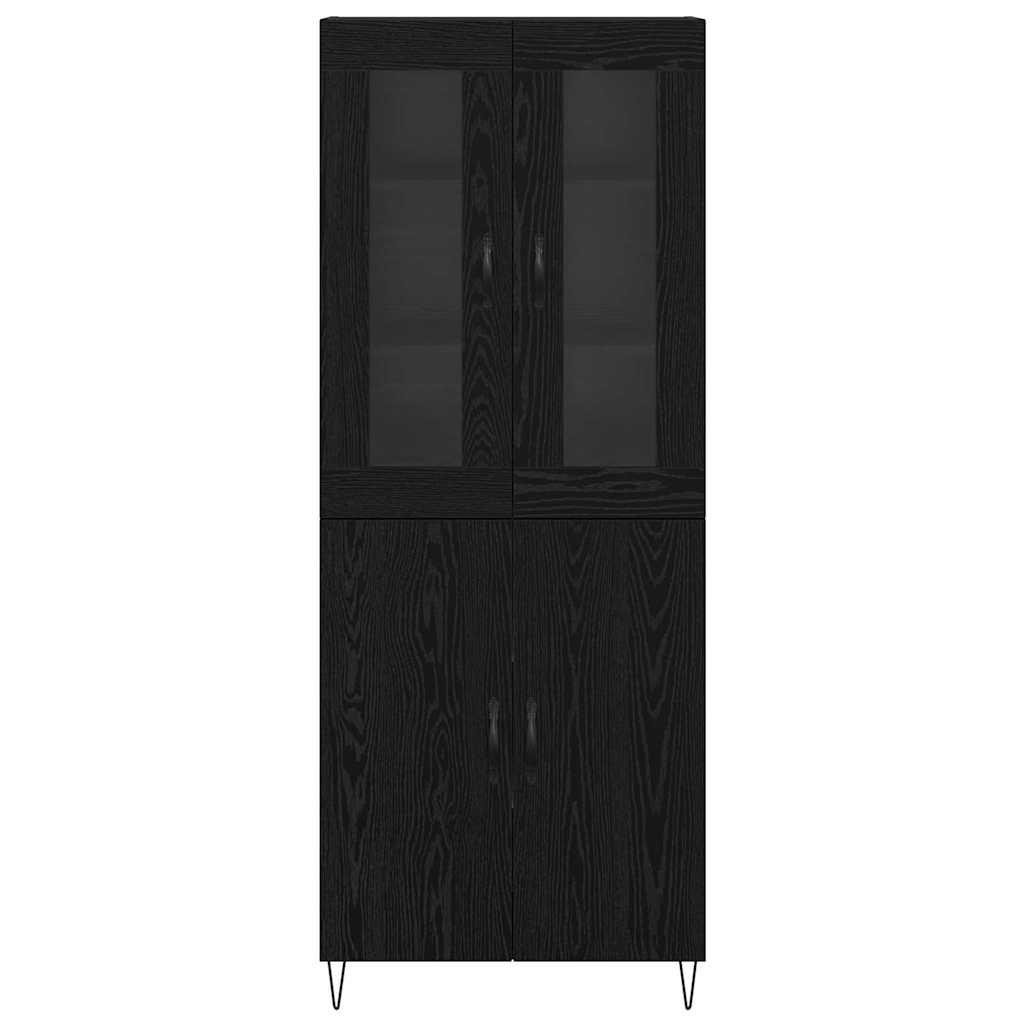 Credenza Rovere Bianco e Nero 69,5 x 34 x 180 cm