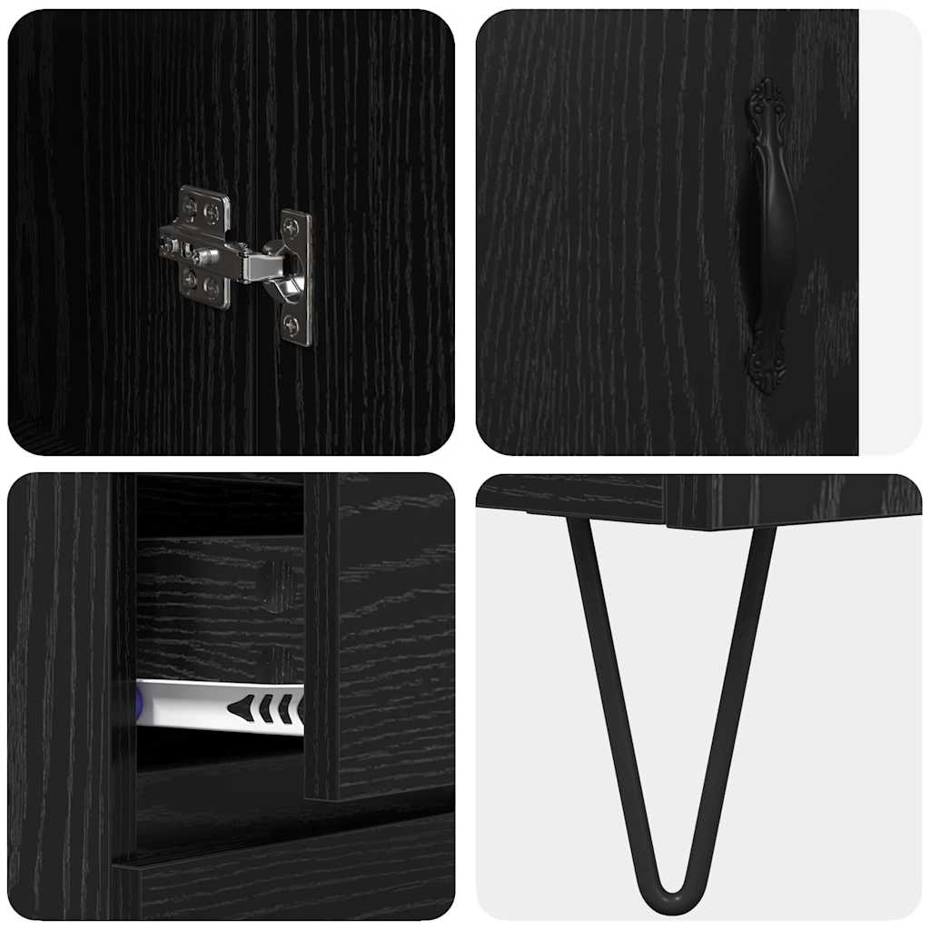 Credenza Rovere Nero 69,5 x 34 x 90 cm Legno multistrato