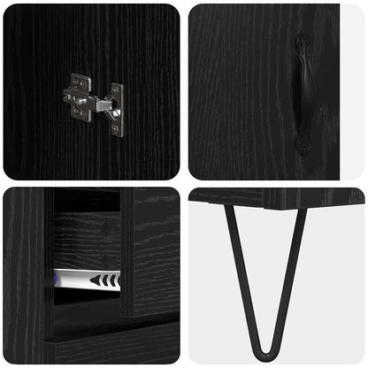 Credenza Rovere Nero 69,5 x 34 x 90 cm Legno multistrato