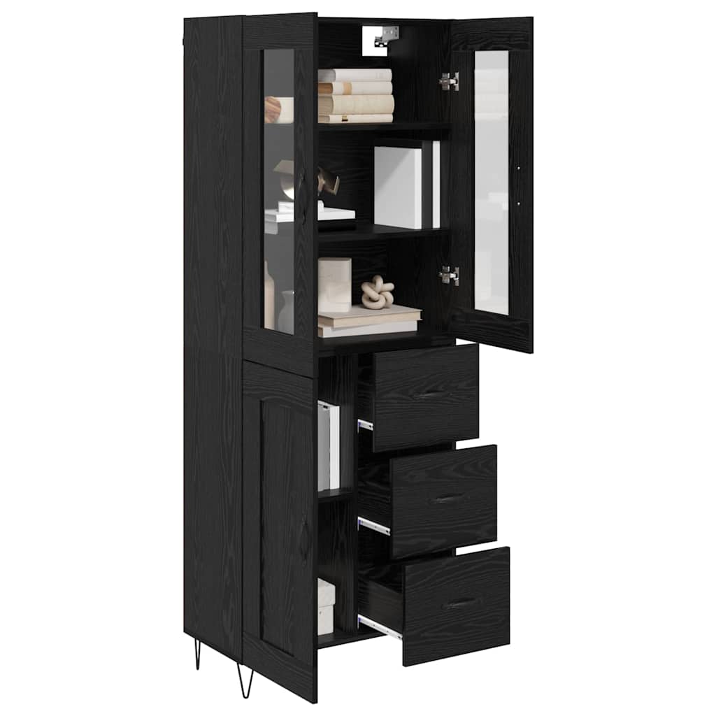 Credenza Rovere Nero 69,5 x 34 x 90 cm Legno multistrato