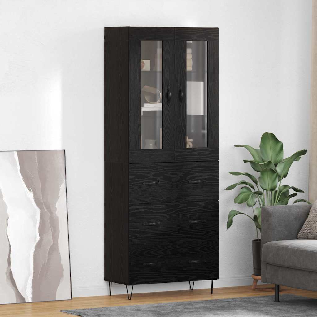 Credenza Rovere Nero 69,5 x 34 x 90 cm Legno multistrato