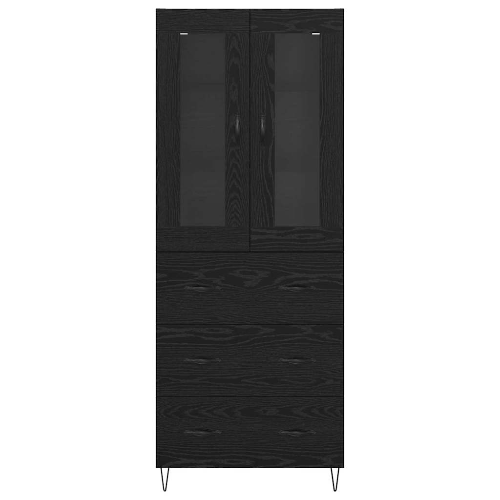 Credenza Rovere Nero 69,5 x 34 x 90 cm Legno multistrato