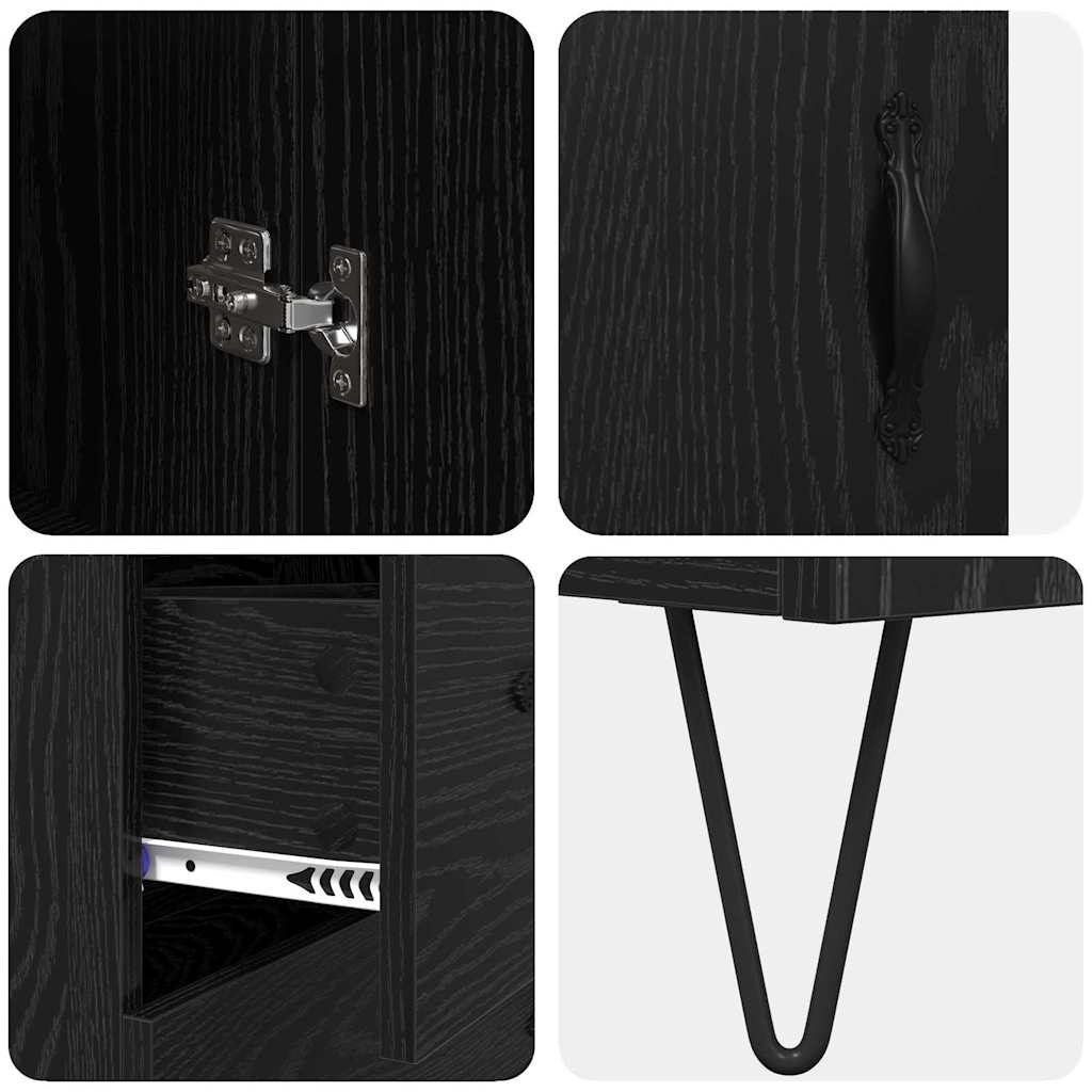 Credenza Rovere Nero 34,5 x 34 x 90 cm Legno multistrato