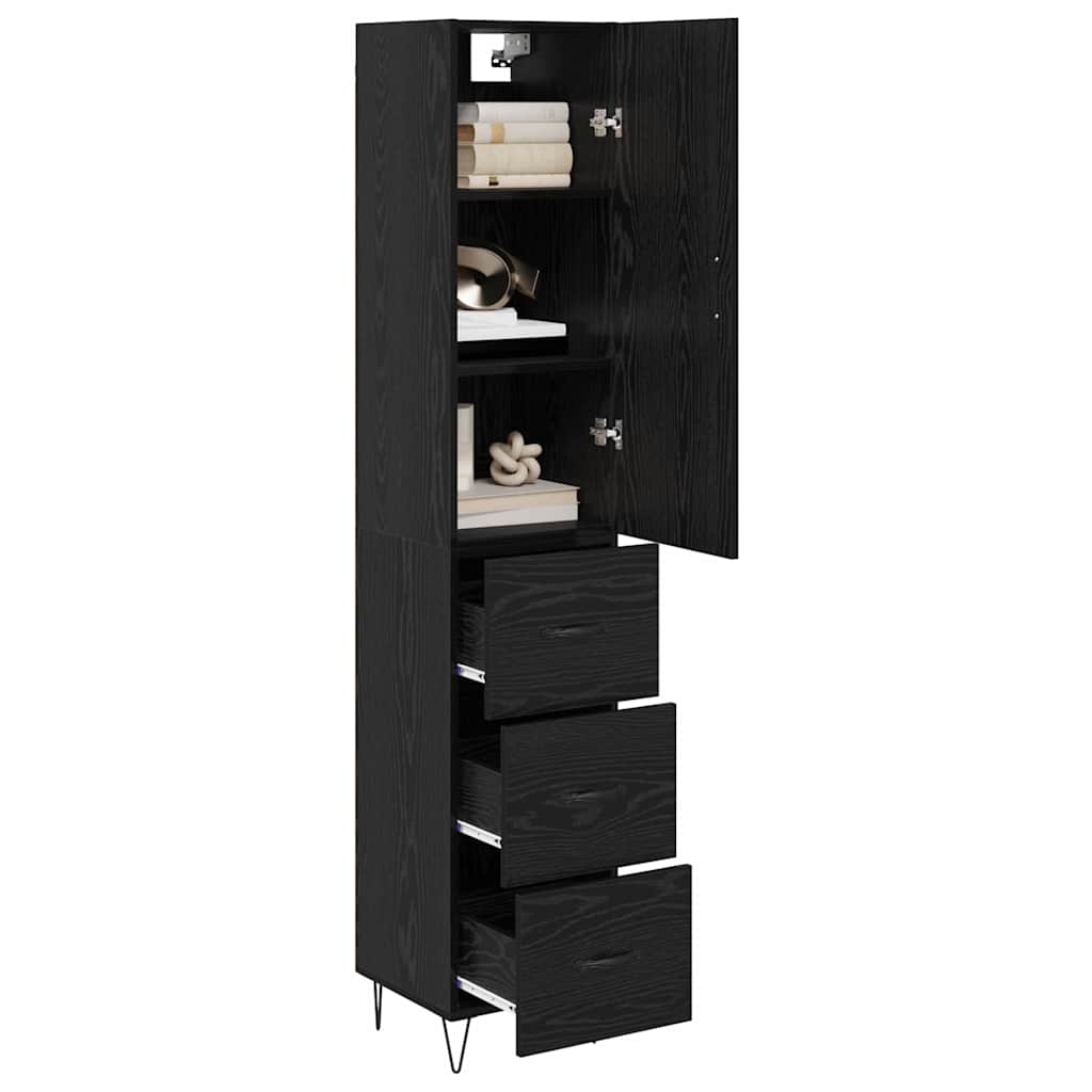 Credenza Rovere Nero 34,5 x 34 x 90 cm Legno multistrato