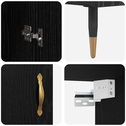 Credenza Rovere Nero 69,5 x 34 x 90 cm Legno multistrato