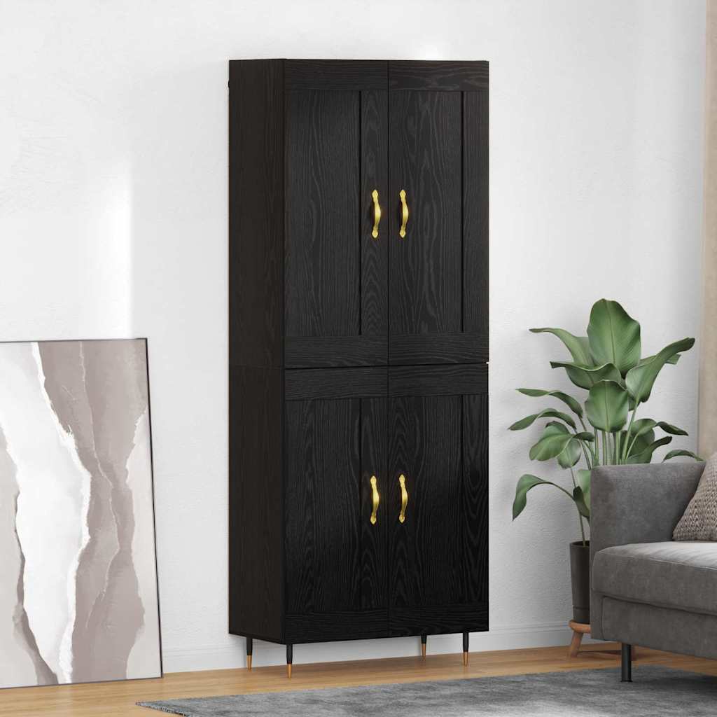 Credenza Rovere Nero 69,5 x 34 x 90 cm Legno multistrato