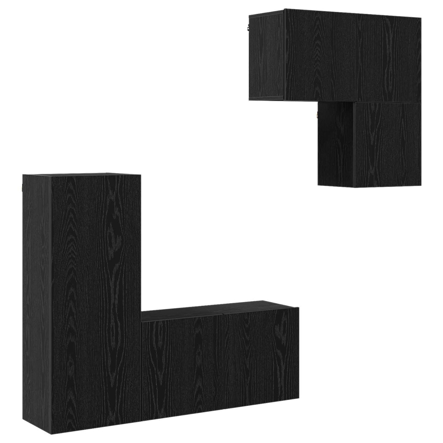 Mobile TV 4 pz Rovere Nero Legno ingegnerizzato