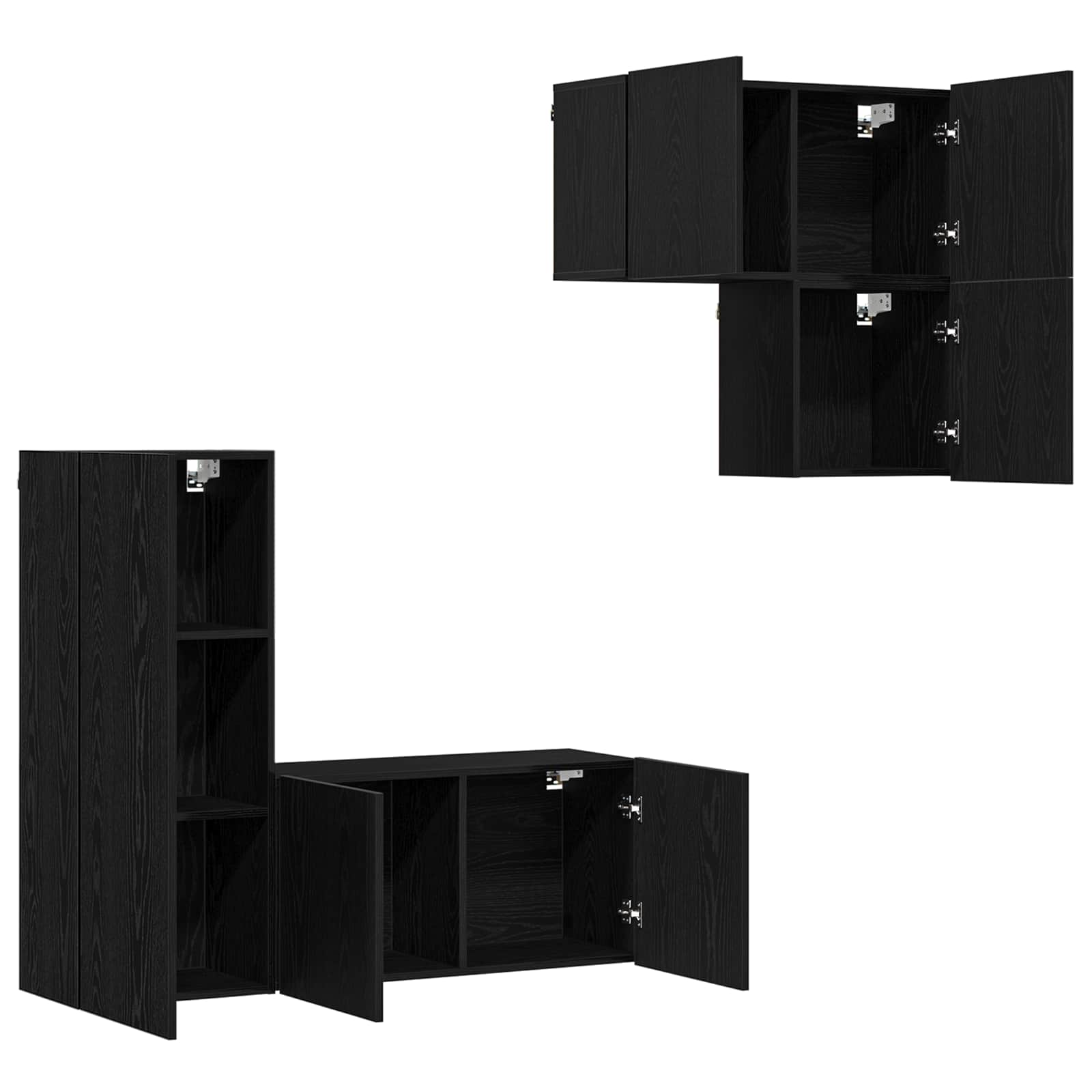 Mobile TV 4 pz Rovere Nero Legno ingegnerizzato | homemem39