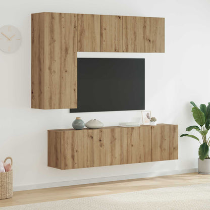 Unità TV da Parete 5 pcs Rovere artigianale Legno multistrato