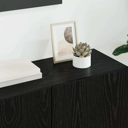 Unità TV da Parete 5 pcs Rovere Nero Legno multistrato