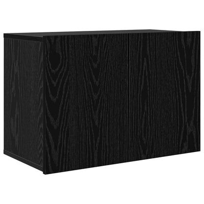 Unità TV da Parete 5 pz Rovere Nero Legno ingegnerizzato