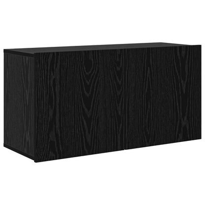 Unità TV da Parete 5 pz Rovere Nero Legno ingegnerizzato