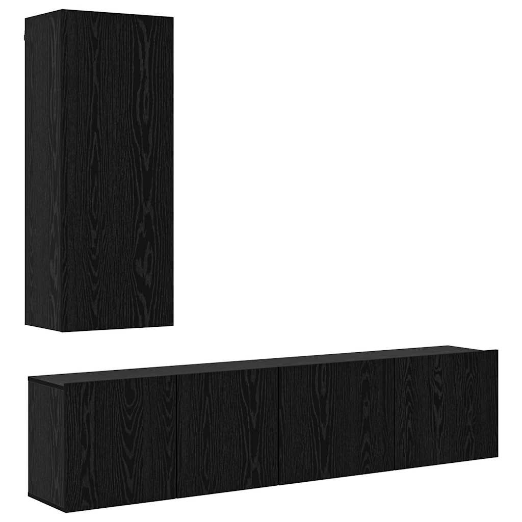 Unità TV da Parete 5 pcs Rovere nero Legno multistrato