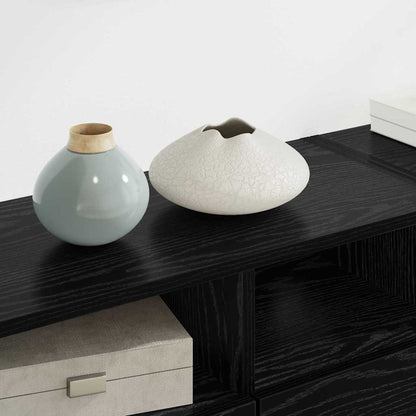 Unità per TV a Muro 4 pcs Rovere Nero Legno multistrato