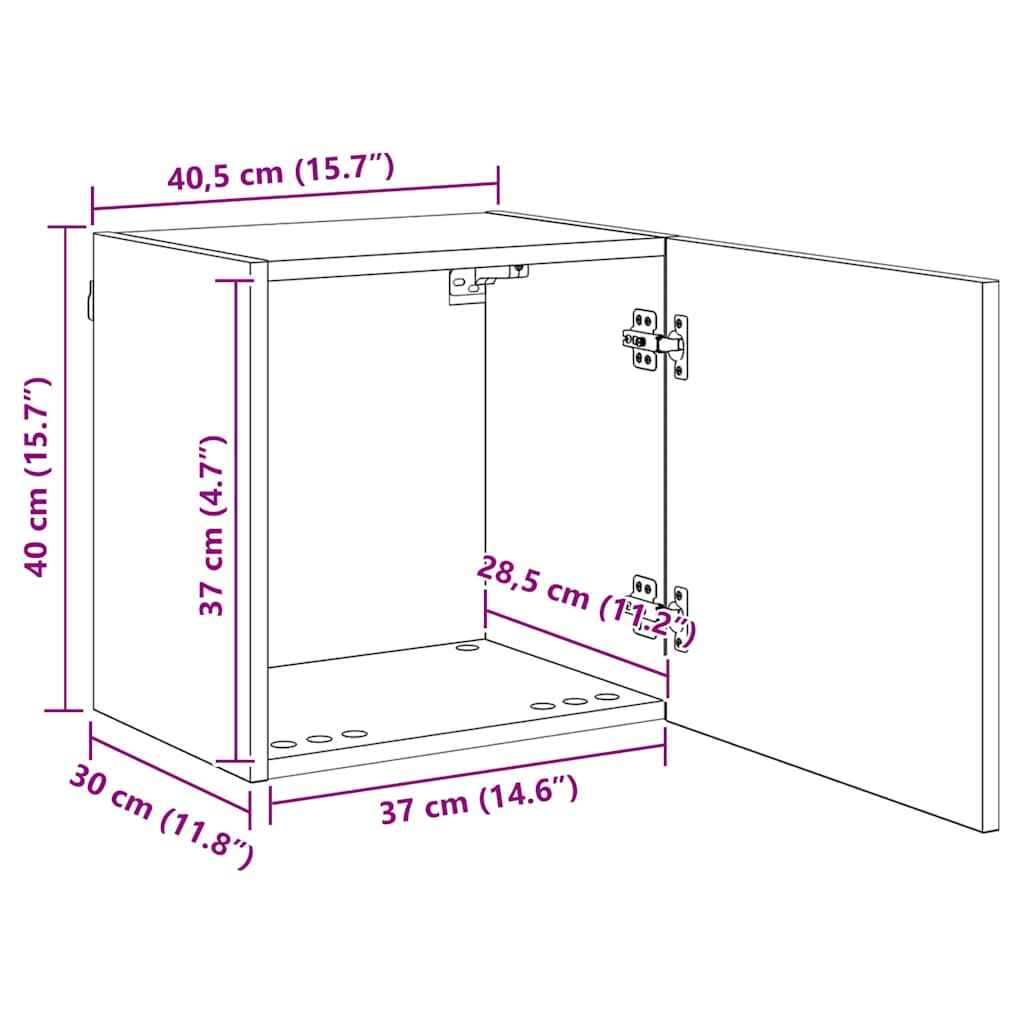 Unità per TV a Muro 4 pcs Rovere Nero Legno multistrato
