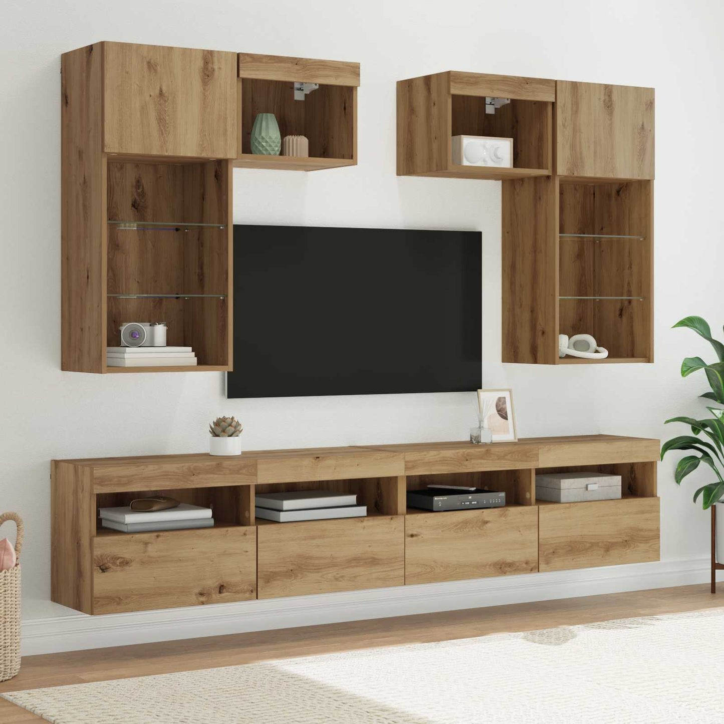 Unità per TV a Muro 6 pcs Legno vecchio Legno multistrato