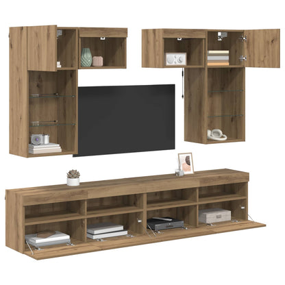Unità per TV a Muro 6 pcs Legno vecchio Legno multistrato