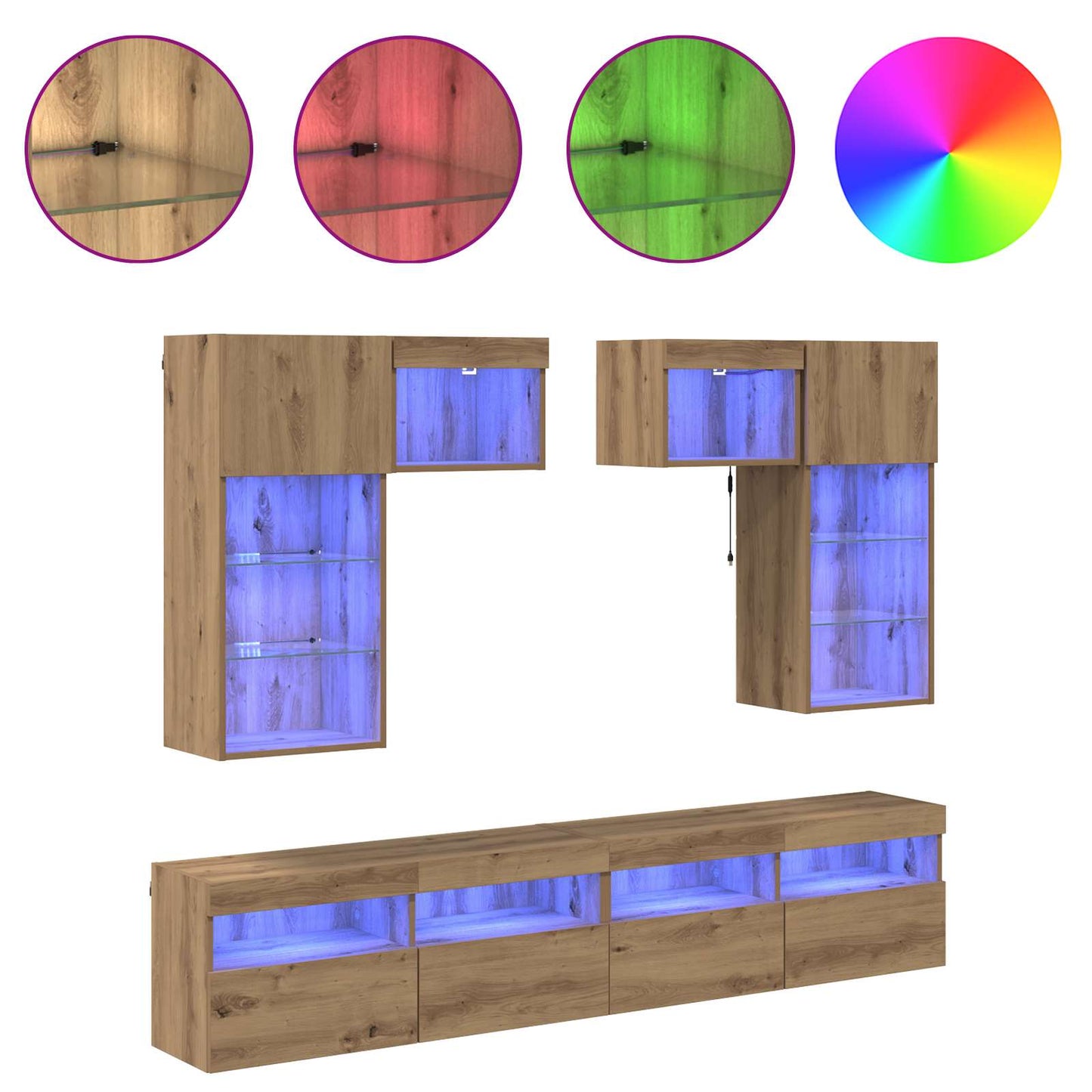 Unità per TV a Muro 6 pcs Legno vecchio Legno multistrato