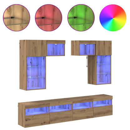 Unità per TV a Muro 6 pcs Legno vecchio Legno multistrato