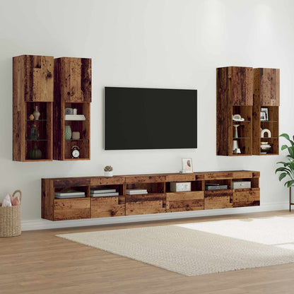 Set di Mobiletto da TV a Parete 7 pcs Legno vecchio