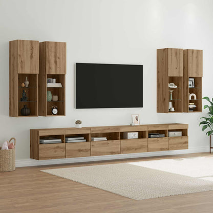 Set di Mobiletto da TV a Parete 7 pcs Rovere artigianale
