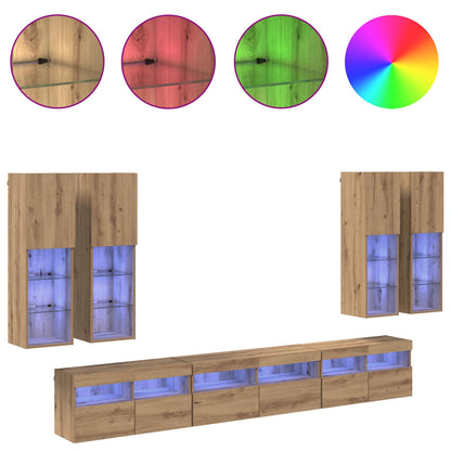 Set di Mobiletto da TV a Parete 7 pcs Rovere artigianale