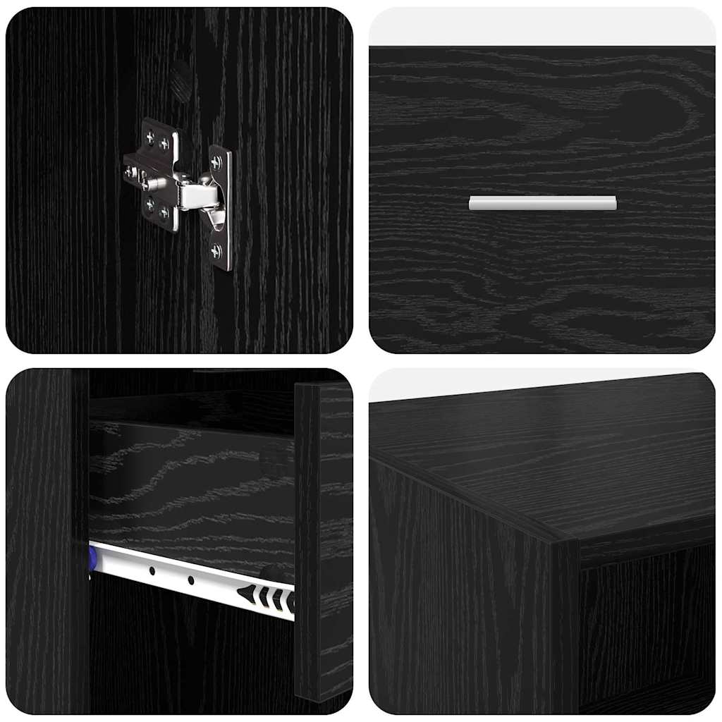 Credenza Rovere Nero 50 x 42,5 x 225 cm Legno multistrato | homemem39
