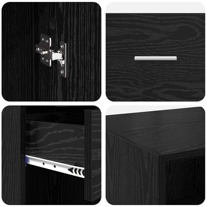 Credenza Rovere Nero 50 x 42,5 x 225 cm Legno multistrato | homemem39
