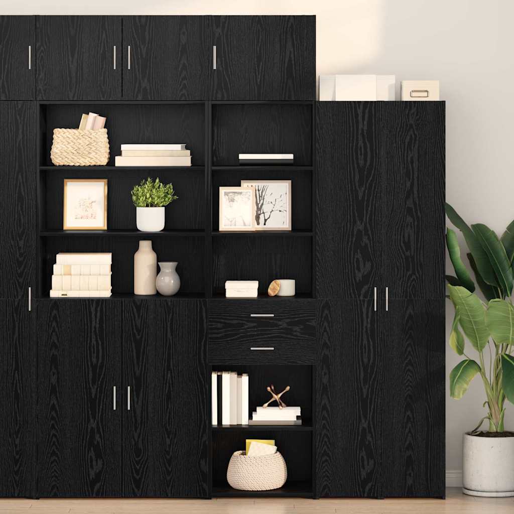 Credenza Rovere Nero 50 x 42,5 x 225 cm Legno multistrato | homemem39