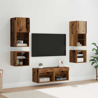 Unità per TV a Muro 8 pcs Legno vecchio Legno multistrato