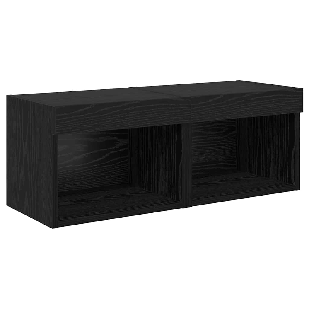 Unità per TV a Muro 8 pcs Rovere Nero Legno multistrato