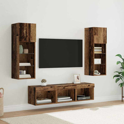 Unità per TV a Muro 5 pcs Rovere Nero Legno multistrato