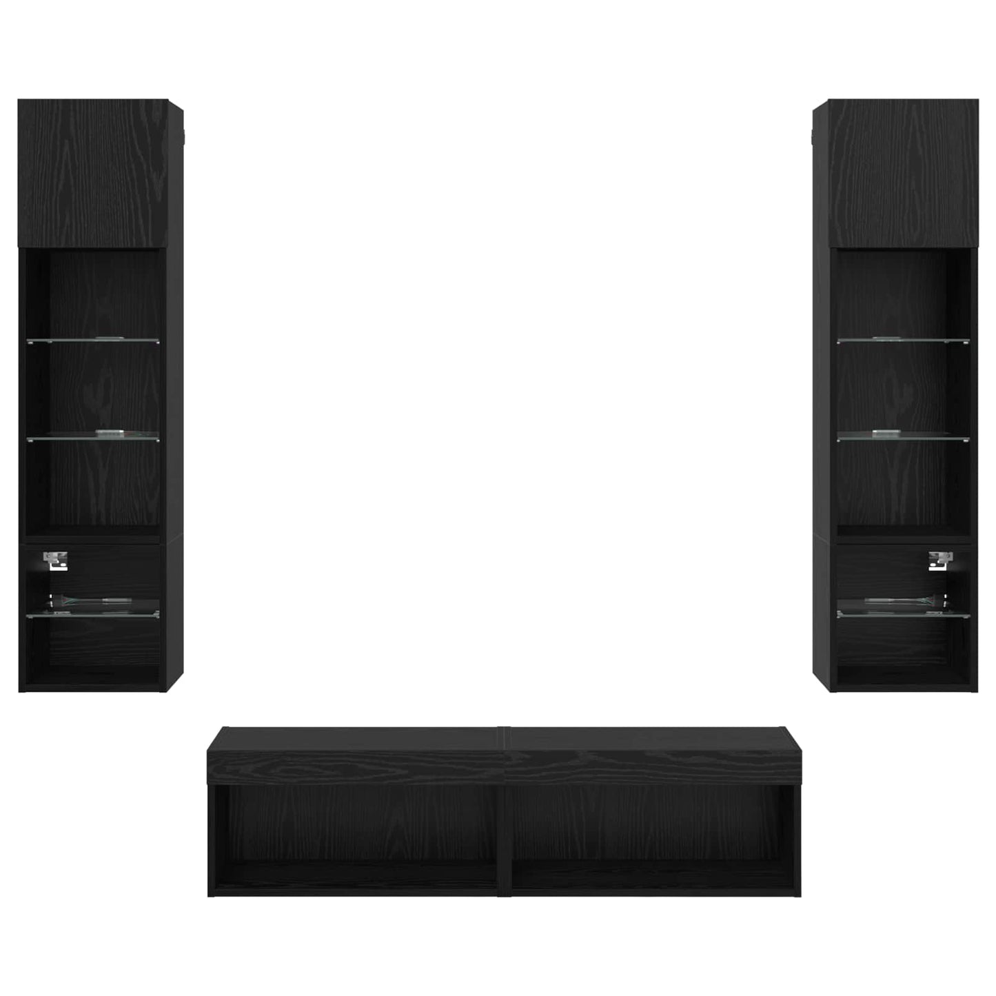 Unità TV da Parete 6 pcs Rovere Nero Legno multistrato