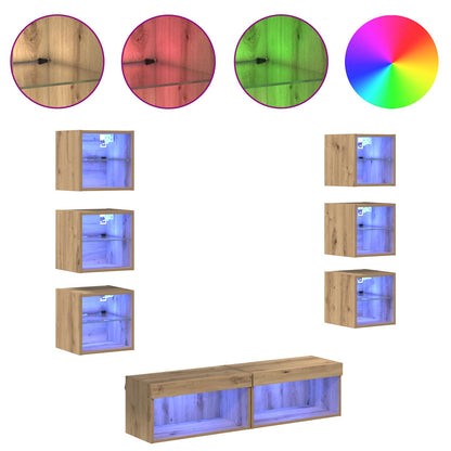 Mobile TV con cassetto 8 pcs Rovere artigianale Vetro