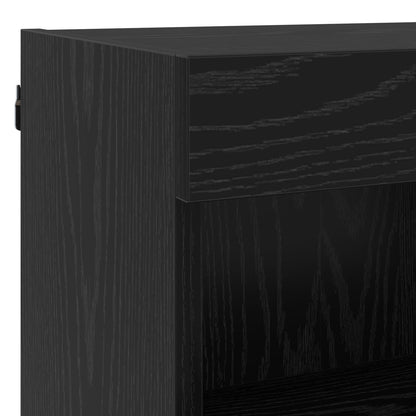 Mobile TV con luci a strisce a LED 8 pcs Rovere Nero Vetro