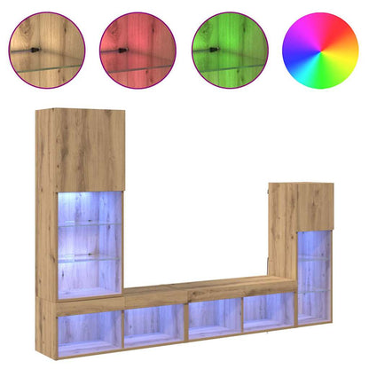 Unità per TV a Muro 4 pcs Rovere artigianale Legno multistrato