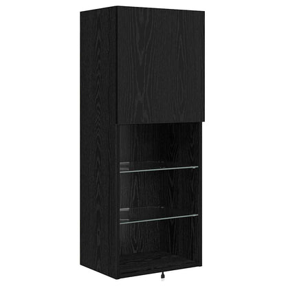 Unità per TV a Muro 4 pcs Rovere Nero Legno multistrato