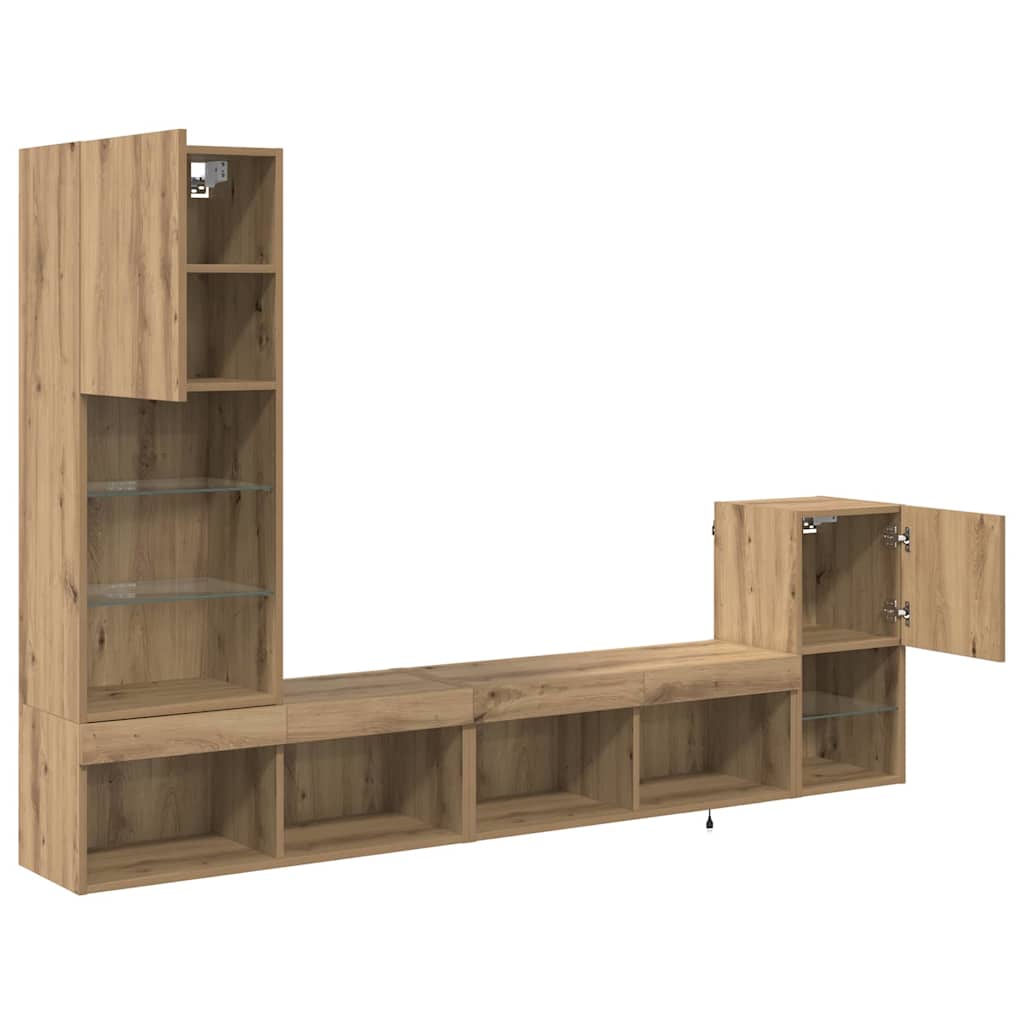 Unità per TV a Muro Rovere artigianale Legno multistrato