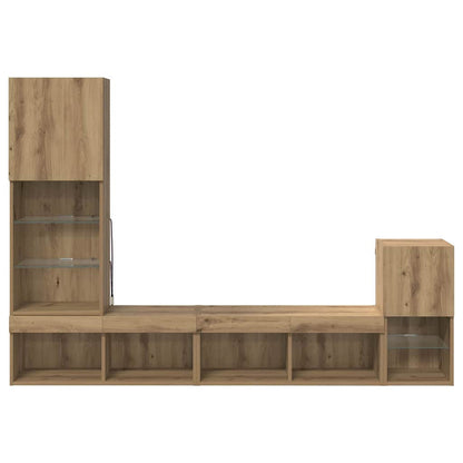 Unità per TV a Muro Rovere artigianale Legno multistrato