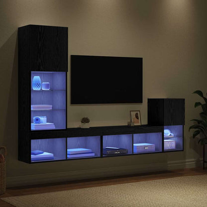 Unità per TV a Muro Rovere Nero Legno multistrato