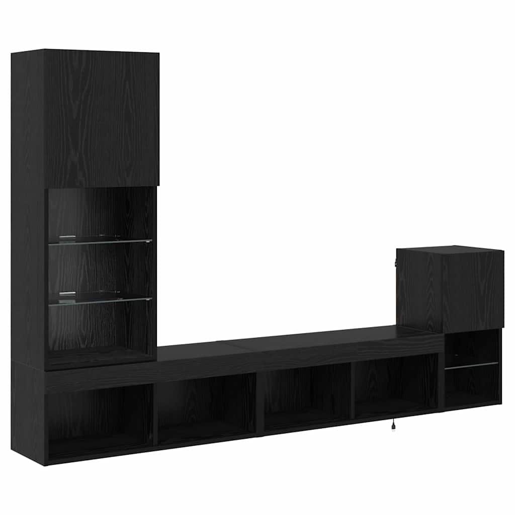 Unità per TV a Muro Rovere Nero Legno multistrato