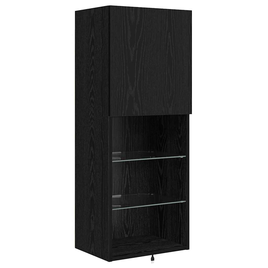 Unità per TV a Muro Rovere Nero Legno multistrato