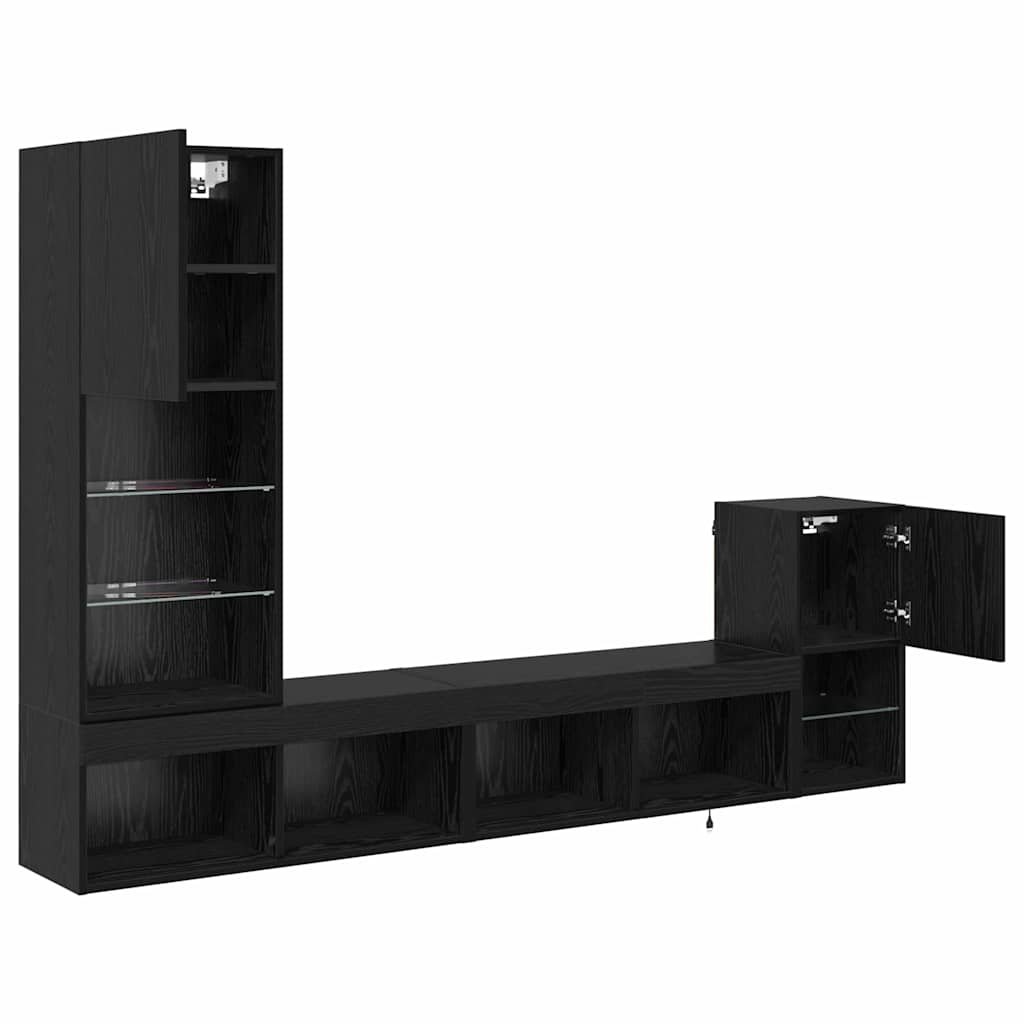 Unità per TV a Muro Rovere Nero Legno multistrato